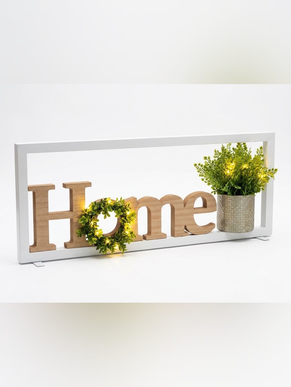 3ft. Light Up Home Wood Sign (Libra Pacific Co.) Like New Faux Florals
